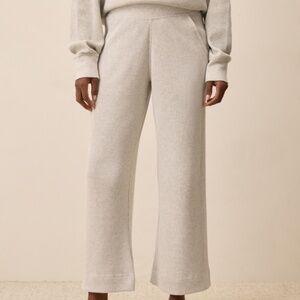 Pact Organic Cotton Thermal Waffle Wide Leg Pant winter white grey XS $88